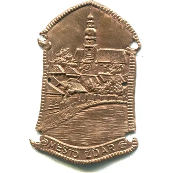 ŽĎÁR. Město. Štítek na hůl.