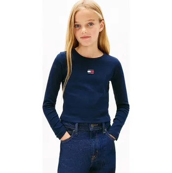 Dětské tričko s dlouhým rukávem Tommy Hilfiger KG0KG09065.128.176.PPY2 námořnická modř 59X, vel. 176