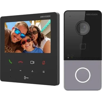 Hikvision DS-KIS606-P Sada, kit, IP, bytový monitor + dveřní stanice + 2× zdroj + stříška DS-KIS606-P