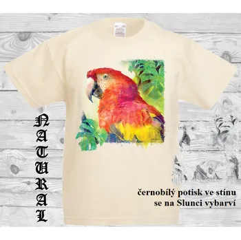 detske-bavlnene_tricko_uv_potisk_hlava_papouska Barva: Natural - přírodní, velikost: 152