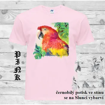 Dívčí oblečení detske-bavlnene_tricko_uv_potisk_hlava_papouska Barva: Pink - růžová, velikost: 164