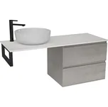 CERANO - Deska z litého mramoru Elanys - 160x46,5x1,2 cm - skříňka Carole 79 cm - betonově šedá - konzole černá