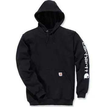 Pánská mikina CARHARTT SLEEVE LOGO HOODED SWEATSHIRT BLACK Velikost: L