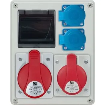 vypínač Pawbol Spínací přístroj R-BOX 240 4S 1x32A/5P 1x16A/5P 2x250V, prázdné okno, b/R IP44 B.1701