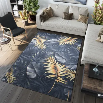 Koberec Moderní koberec Life - listy 1 - modrý/zlatý Rozměr koberce: 160x230 cm