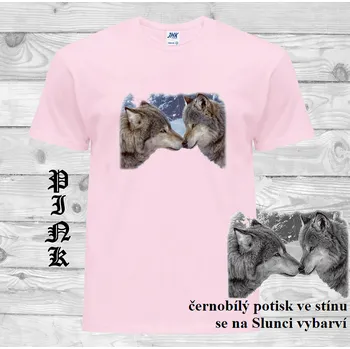 Chlapecké oblečení detske-bavlnene-tricko-uv-potisk-hlava-vlci Barva: Pink - růžová, velikost: 164