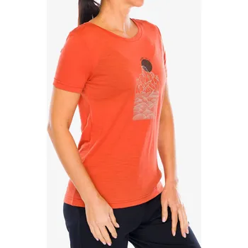 Dámské tričko Merino triko dámské Super.natural Preikestolen Cliffs Tee - chilli/feather grey/cooper