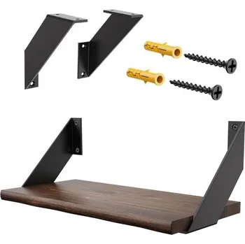 Zahradní sestava Konzola police, odolná černá konzola police, pravoúhlý design, trojúhelníková podpůrná konzola