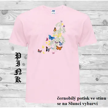detske-bavlnene_tricko_uv_potisk_motylci Barva: Pink - růžová, velikost: 152