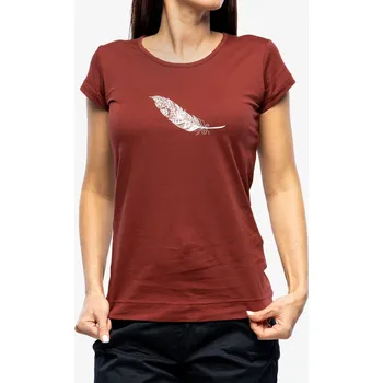 Dámská móda Dámské tričko s potiskem Ocun Classic T Organic Feather - wine syrah