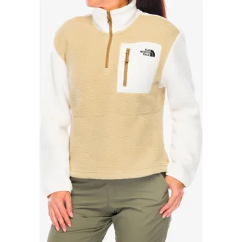 Dámská móda Fleecová mikina dámská The North Face Yumiori 1/4 Zip - khaki stone/white dune