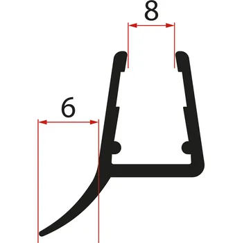 POLYSAN Spodní těsnění na dveře, sklo 8mm, 1000mm, černá NDRL01B