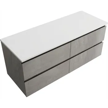 Koupelnový nábytek CERANO - Koupelnová skříňka Carole s deskou pod umyvadlo z litého mramoru Elanys - 12 mm - betonově šedá - 160x49,8x46,5 cm