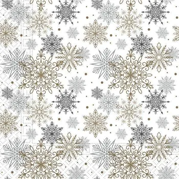 Papírový ubrousek Procos Ubrousky papírové sněhové vločky 33x33 cm 20 ks