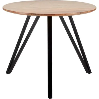 Jídelní stůl Kulatý jídelní stůl Tracy 90 x 90 90 x 74 x 90 masiv akácie, kov hnědá, černá