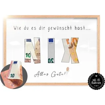 Zahradní dekorace MyDreamwork včetně dřevěného rámu | Peněžní dárek | Bez dárku - Splňovač přání | Exkluzivní peněžní