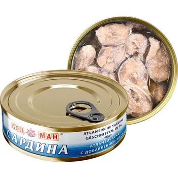konzervovaná ryba Atlantická sardina v oleji 240g BOCMAN