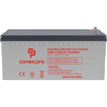 Trakční baterie Baterie Conexpro AGM-12-200-DP VRLA AGM 12V/200Ah, M8, Deep cycle, živ. 10 let
