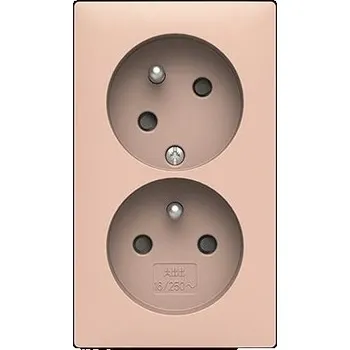 Elektrická zásuvka ABB ZONI 5513T-C02157 142 ZÁSUVKA DVOJNÁSOBNÁ S OCHR. KOLÍKY S CLONKAMI S NATOČENOU DUTINOU ZONI PUDROVÁ BÍLÁ