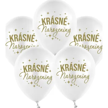 Balónek Balonkový buket Krásné narozeniny, Bílý - 5 ks