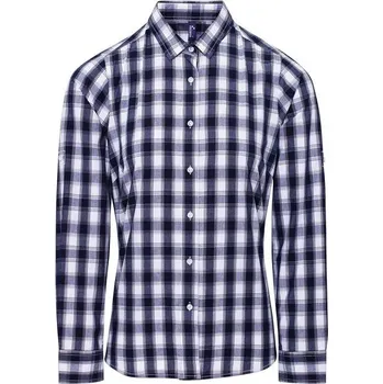 Dámská košile Premier Workwear Dámská bavlněná kostkovaná košile - Bílá / tmavě modrá | XL