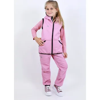 Dívčí vesta Kocour Mourek Softshellová dětská vesta s beránkem RŮŽOVÁ Velikost 128/134