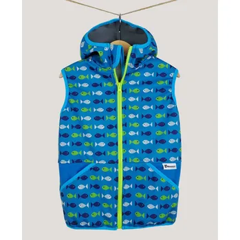 Dívčí vesta Kocour Mourek Softshellová dětská vesta RYBIČKY s modrou Velikost 92/98