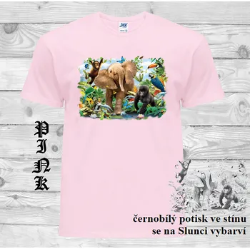 Chlapecké oblečení detske-tricko_uv_potisk_slon_zviratka Barva: Pink - růžová, velikost: 164