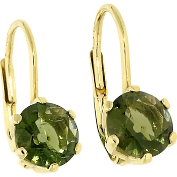 Módní doplněk Goldstore Zlaté náušnice s vltavínem Váha: 2.29 g