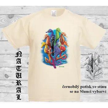 Chlapecké tričko detske-bavlnene_tricko_uv_potisk_morsky_konik Barva: Natural - přírodní, velikost: 152