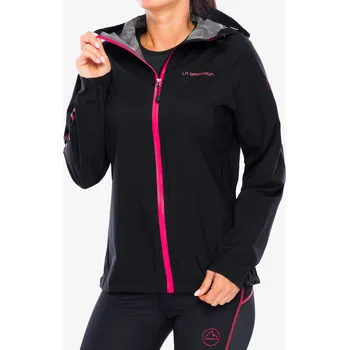 Bunda na běhání dámská La Sportiva Pocketshell Jacket - black/hibiscus