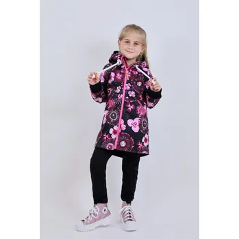 Chlapecká bunda Kocour Mourek Kabát - parka softshellová KVĚTY na černé Velikost 98