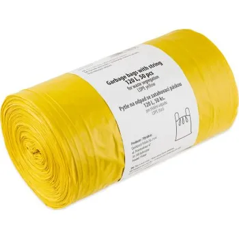 Pytle na odpadky Quickpack žluté zatahovací pytle na odpad, 55× 100 cm, 28 µm, 120 l, 50 ks