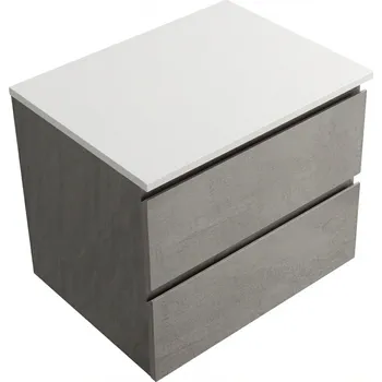 Koupelnový nábytek CERANO - Koupelnová skříňka Carole s deskou pod umyvadlo z litého mramoru Elanys - 12 mm - betonově šedá - 70x49,8x46,5 cm