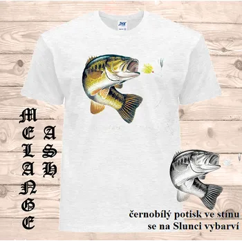 Chlapecké tričko detske-bavlnene-tricko-uv-potisk-okoun Barva: Heather grey - vřesově šedá, velikost: 164