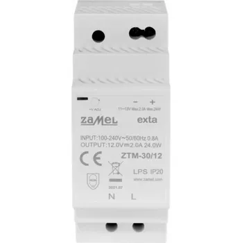 spínaný zdroj Zamel Spínaný zdroj namontovaný na lištu TH-35 (DIN), 30W, 12V DC typ: ZTM-30/12 EXT10000281