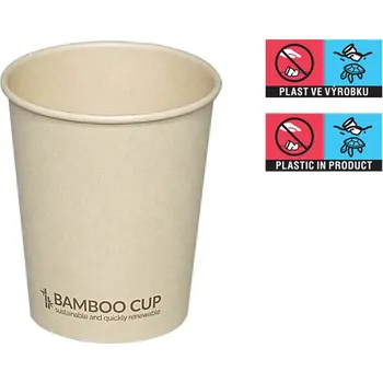 Jednorázové nádobí Kelímek papírový ECO BAMBOO 7oz 180/210ml 74mm - EU logo - 1000 ks