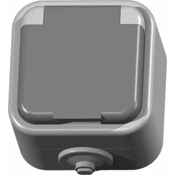 Elektrická zásuvka Ospel DELFINA Jednodílná hermetická zásuvka w/u 16A IP44 šedý kryt GNH-1DZ/30/w