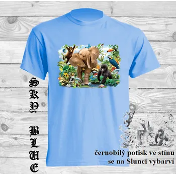 Chlapecké tričko detske-tricko_uv_potisk_slon_zviratka Barva: Sky blue - nebesky modrá, velikost: 104