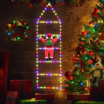Vánoce VÁNOČNÍ LED SVĚTÝLKA ŽEBŘÍK SANTA CLAUSE 8 REŽIMŮ 75 CM DÁLKOVÉ OVLÁDÁNÍ USB