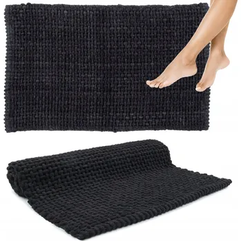 Koupelnová předložka Koupelnová Předložka Pratelná Měkká Savá Pletená 50x80cm Černá