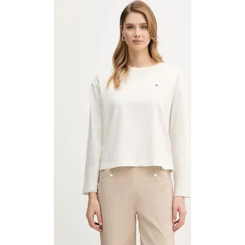 Pánská móda Bavlněné tričko s dlouhým rukávem Tommy Hilfiger UW0UW05948 béžová 01X, vel. M