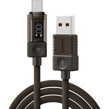 ESSAGER Crystal Clear opletený nabíjecí a datový kabel - USB-A na USB-C - 2 m - hnědý