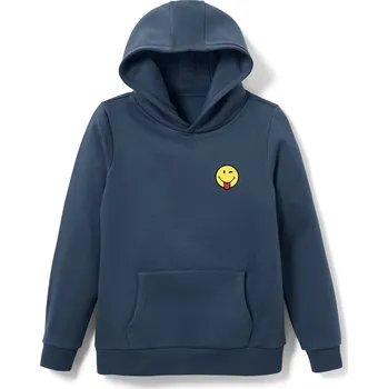 Chlapecká mikina 688113 - Tchibo - Dětská mikina s kapucí »Smiley« - pro ženy - vel. 158/164 - barva: modrá/s potiskem