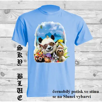 Dívčí tričko detske-bavlnene-tricko-uv-potisk-panda-zviratka Barva: Sky blue - nebesky modrá, velikost: 104
