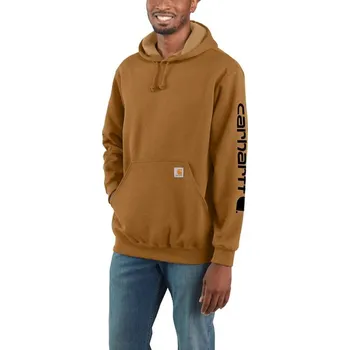 Pánská mikina CARHARTT SLEEVE LOGO HOODIE BROWN Velikost: L
