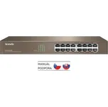 Tenda TEG1016D - 16x Gigabit Switch, Fanless-bez ventilátorů, Rackmount, ochrana proti přepětí