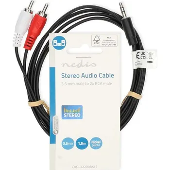 Audio kabel Kabel 3.5mm jack / 2xCINCH 1.5m CAGL22200BK15 Nedis