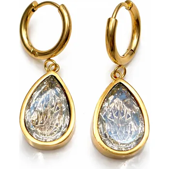 Náušnice Zlacené ocelové náušnice Kapka s krystaly