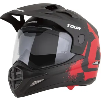 Helma na motorku Přilba Tour 2.0 Crew, CASSIDA (černá matná/červená, plexi s přípravou pro Pinlock) 2026 (Velikost: 2XL (63 až 64 cm))